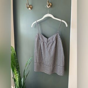 J. Crew checked 100% cotton navy and cream camisole.